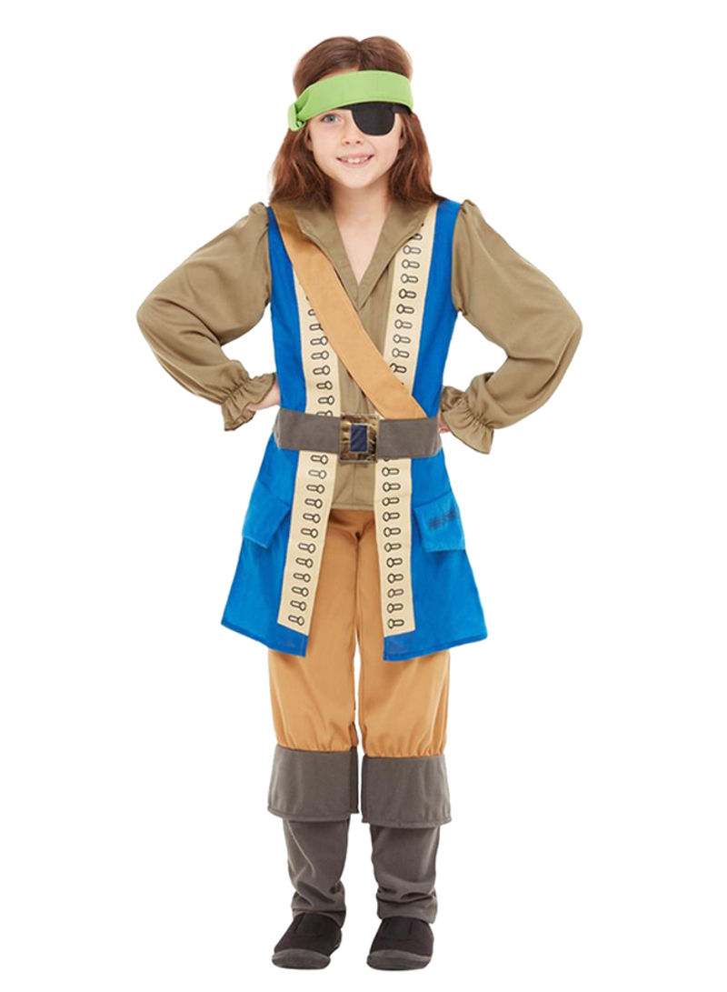 4-Piece Horrible Histories Pirate Captain Costume Set S