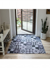 Geometric Pattern Anti-Skidding Nordic Style Area Rug Grey 80x120centimeter