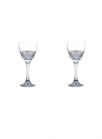 2-Piece Goblet Diamond Glass Set Clear 223x93millimeter