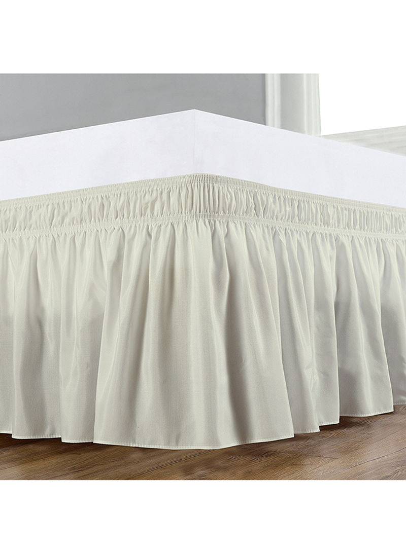 Wrap Around Bed Skirt Cotton Ivory/White 21inch