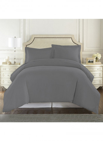 3-Piece Duvet Set Cotton Grey
