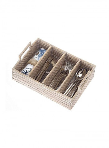 Flatware Tray White Wash 14x10x4inch