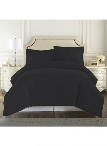3-Piece Duvet Set Cotton Black