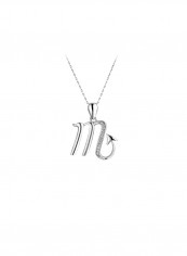 925 Sterling Silver Cubic Zirconia Studded Zodiac Pendant Necklace