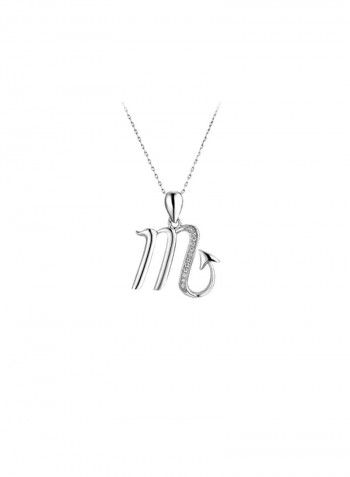 925 Sterling Silver Cubic Zirconia Studded Zodiac Pendant Necklace