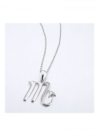 925 Sterling Silver Cubic Zirconia Studded Zodiac Pendant Necklace