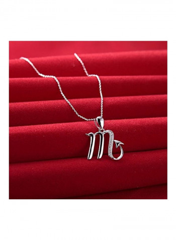 925 Sterling Silver Cubic Zirconia Studded Zodiac Pendant Necklace