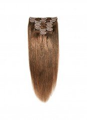 مجموعة وصلات شعر طبيعي بتصفيفة مفرودة من 7 قطع 8 Light Chestnut Brown