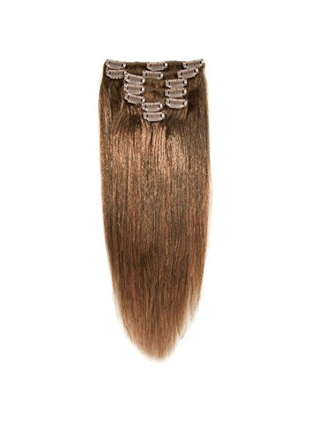 مجموعة وصلات شعر طبيعي بتصفيفة مفرودة من 7 قطع 8 Light Chestnut Brown