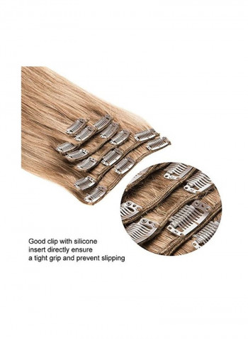 مجموعة وصلات شعر طبيعي بتصفيفة مفرودة من 7 قطع 8 Light Chestnut Brown