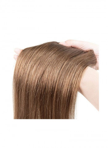 مجموعة وصلات شعر طبيعي بتصفيفة مفرودة من 7 قطع 8 Light Chestnut Brown