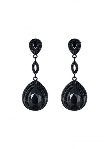 Crystal Studded Teardrop Earrings