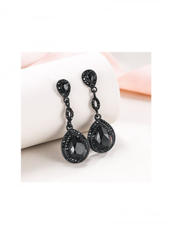 Crystal Studded Teardrop Earrings