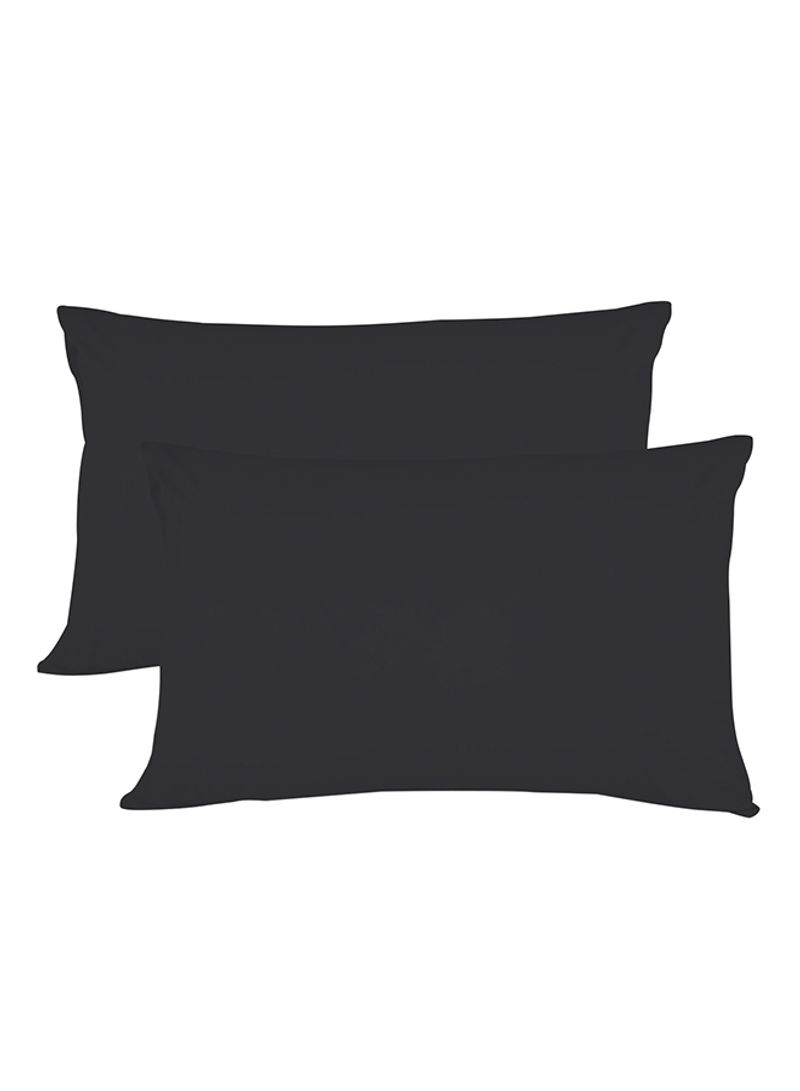 2-Piece Pillowcase Cotton Black