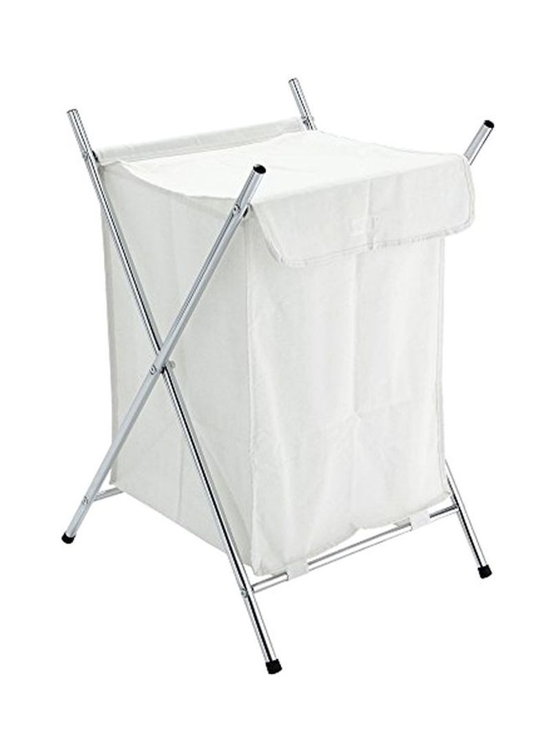 Foldable Laundry Basket White/Silver 20.08x27.95x17.13inch
