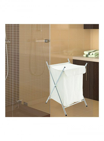 Foldable Laundry Basket White/Silver 20.08x27.95x17.13inch