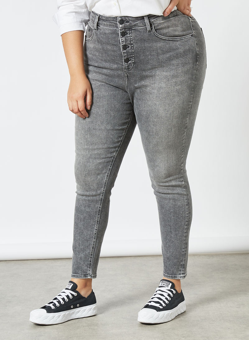 Plus Size High Rise Skinny Jeans Grey