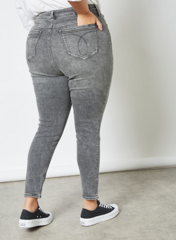 Plus Size High Rise Skinny Jeans Grey