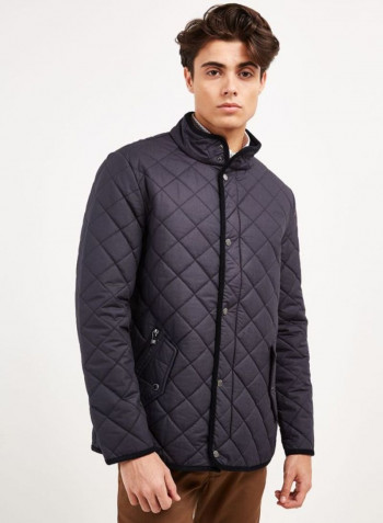 Quilted Bomber Jacket Navy