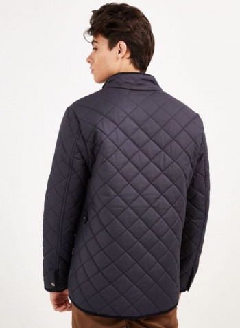 Quilted Bomber Jacket Navy