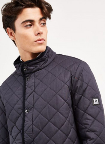 Quilted Bomber Jacket Navy