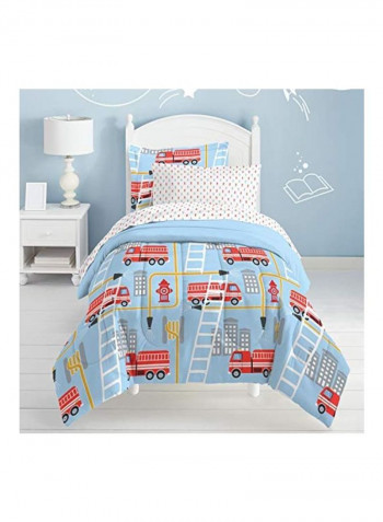 5-Piece Comforter Set Polyester Blue/Red/White Twin