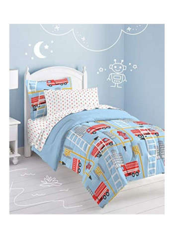 5-Piece Comforter Set Polyester Blue/Red/White Twin