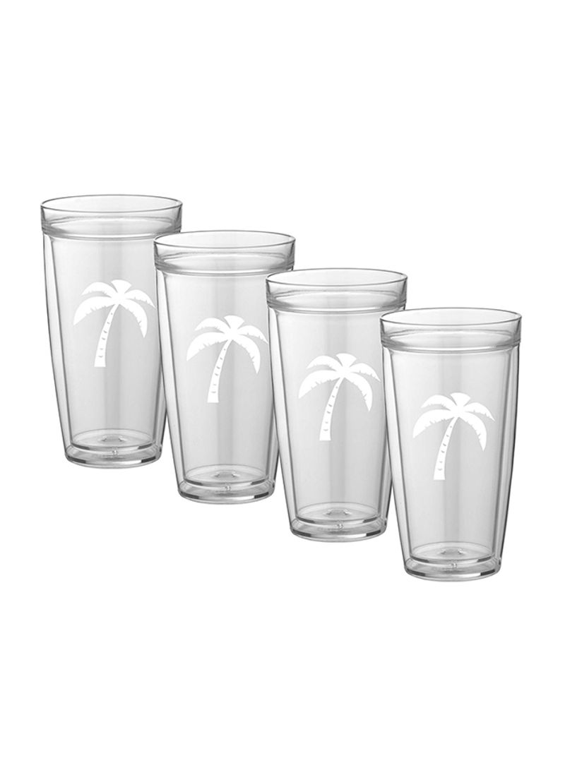 Pack Of 4 Palm Tree Doublewall Tumbler Clear 22ounce