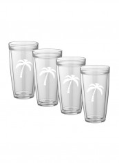 Pack Of 4 Palm Tree Doublewall Tumbler Clear 22ounce