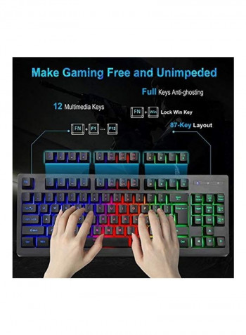 RGB Rainbow Backlit Gaming Keyboard - Mouse and Headset
