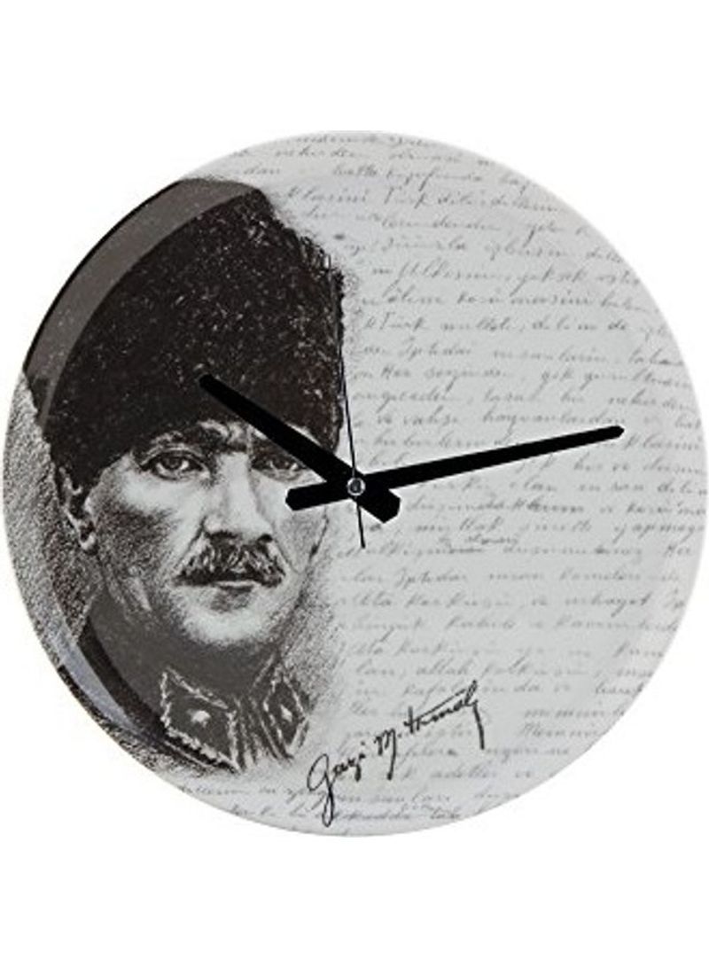 Ataturk Wall Clock Grey/Black