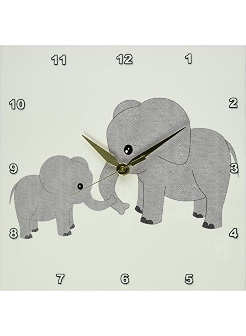 DPP 195248 1 Mom And Baby Elephant Wall Clock Multicolour 10x10inch