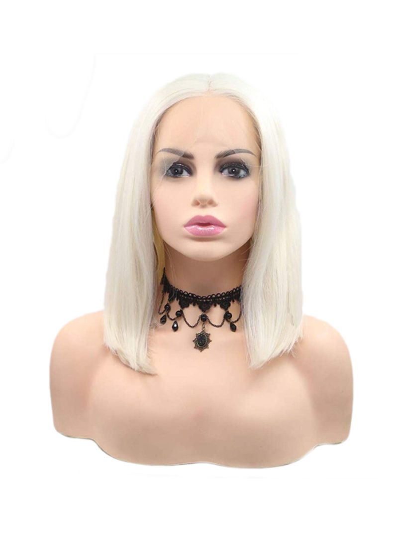 Bob Hairstyle Synthetic Lace Front Fiber Hair Wig White