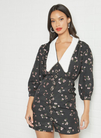 Floral Mini Dress Black