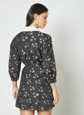 Floral Mini Dress Black