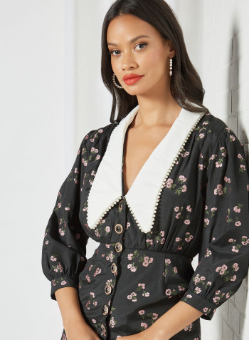 Floral Mini Dress Black