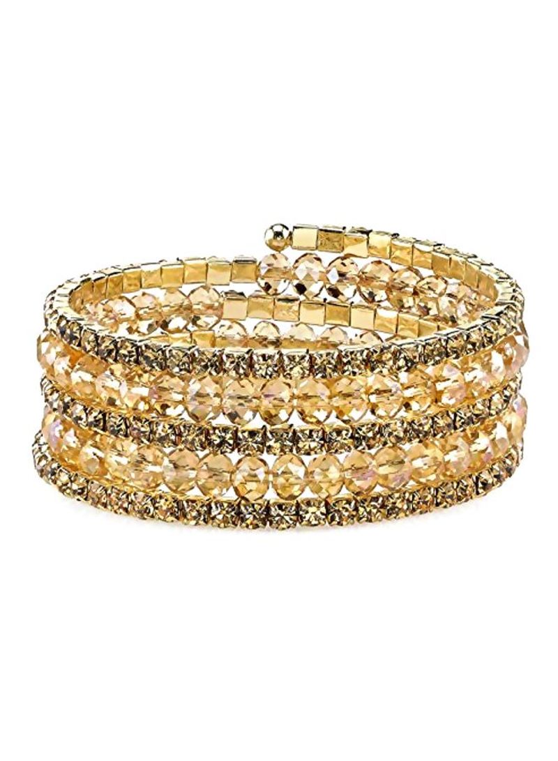 Gold Plated Crystal And Bead Studded Bracelet