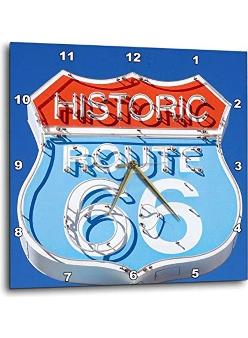 Historic Route 66 Printed Analog Wall Clock Multicolour 10x10x0.1inch