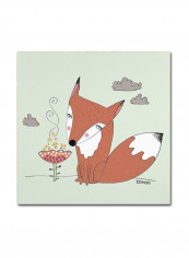 Un Renard Dans La Cours Canvas Wall Art Multicolour 18 x 18inch