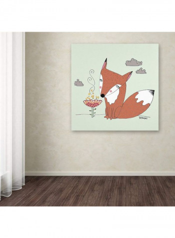 Un Renard Dans La Cours Canvas Wall Art Multicolour 18 x 18inch