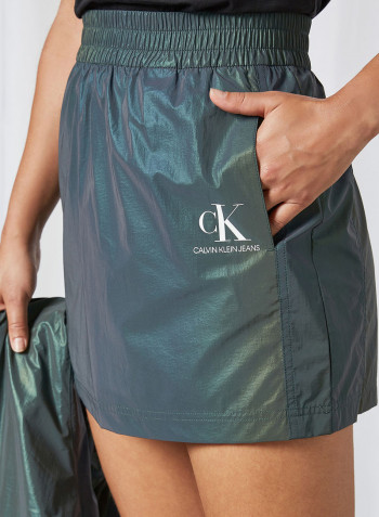 Iridescent Mini Skirt Reflective Iridescent