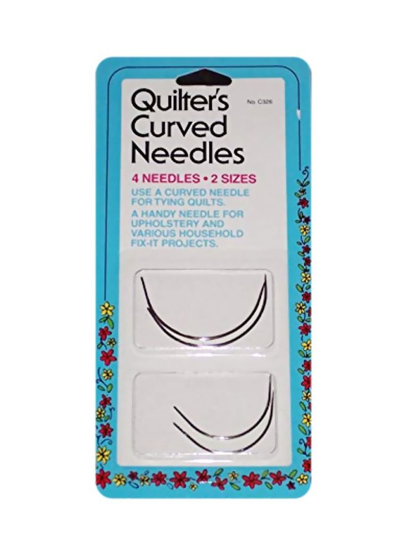4-Piece Quilters Curved Needle Set Silver