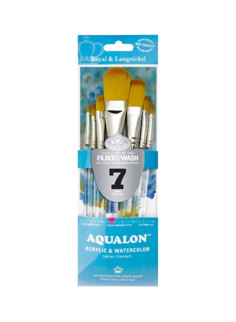7-Piece Langnickel Short Handle Paint Brush Set Yellow/White/Clear