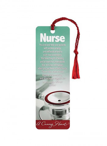 طقم علامات مرجعية بشرابة مكون من 12 قطعة - مطبوعة بكلمة "Nurse" أخضر / أحمر