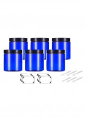 18-Piece Sided Jar With Spatula And Label Set Cobalt Blue/Black/White