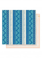 25-Piece Here And There Patterned Double-Sided Scrapbooking Paper Blue/Whie/Beige