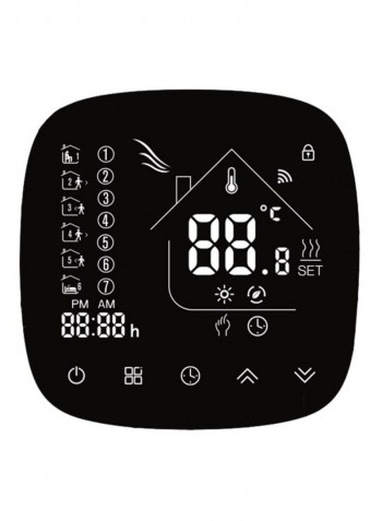LCD Display Touch Screen Electric Heating Thermostat Black 86x86x13.3millimeter