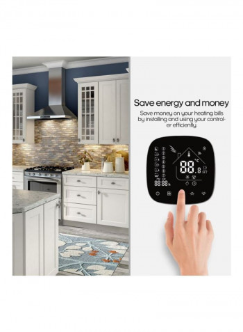 LCD Display Touch Screen Electric Heating Thermostat Black 86x86x13.3millimeter