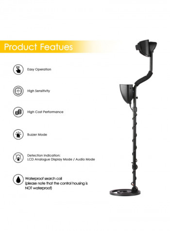 Lightweight Metal Detector With LCD Display Black