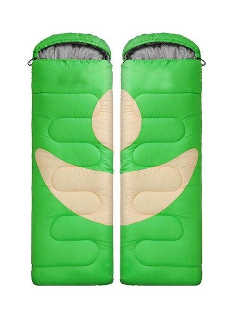 2-Piece Adult Outdoor Camping Sleeping Bag with Hood 73 x 210cm